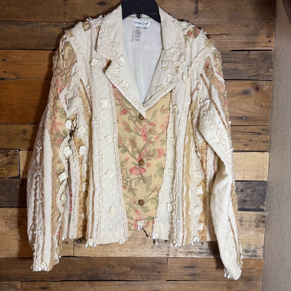 Coldwater Creek Jackets & Blazers - Vintage Coldwater Creek PXL Boho Floral Lace Embroidered Jacket Blazer Cowgirl
